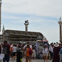 Una vista tomada el 31 de julio de 2023 muestra la plaza de San Marcos en Venecia. Foto: AFP