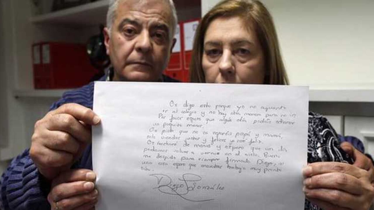 Los padres de Diego aseguran que su hijo fue víctima del maltrato escolar en el colegio Nuestra Señora de los Ángeles.