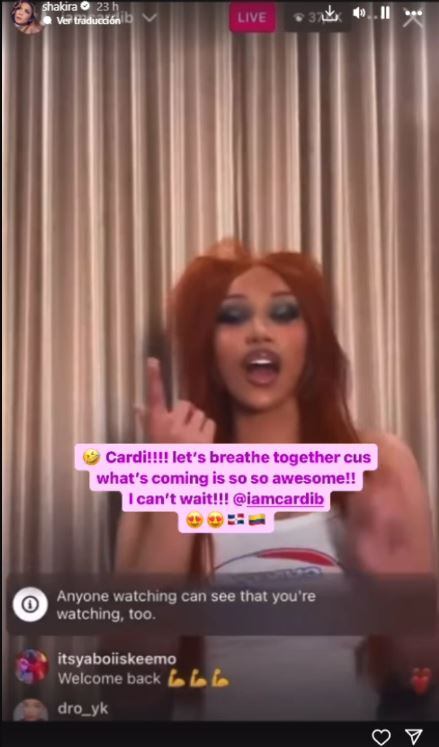 Shakira causó furor en redes por el mensaje que le envió a Cardi B en Instagram