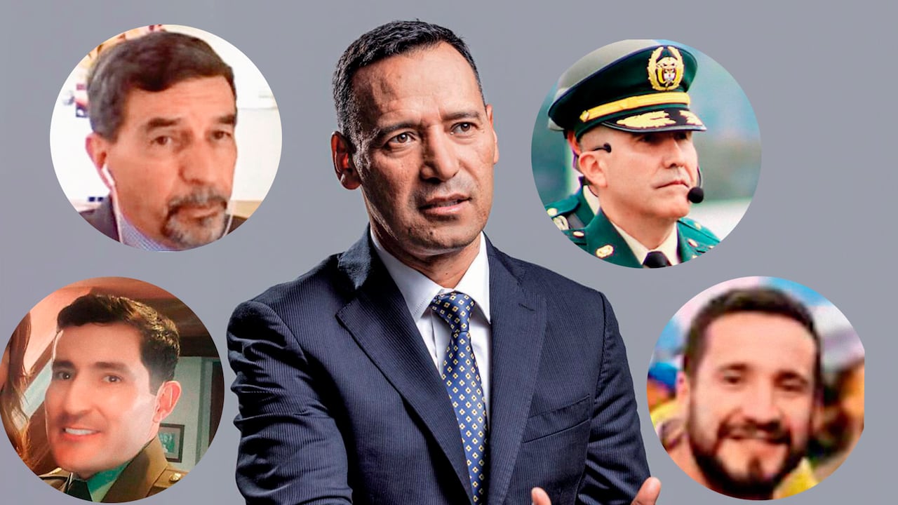 Funcionarios hablaron con SEMANA sobre lo que está sucediendo con el gobierno Petro. En la foto de izq a der: General (r) Ricardo Rubiano-Groot, Mayor José Arias, Raúl Fernando Vargas y Juan Carlos Figueroa. En el centro el ministro Sánchez.