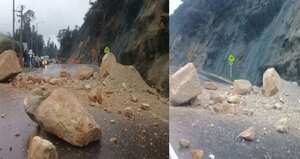 Deslizamiento de rocas Via La Calera