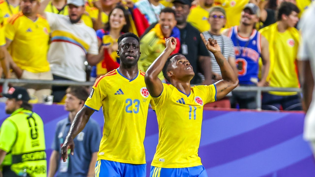 Jhon Arias celebra un gol en el Mundial 2026.