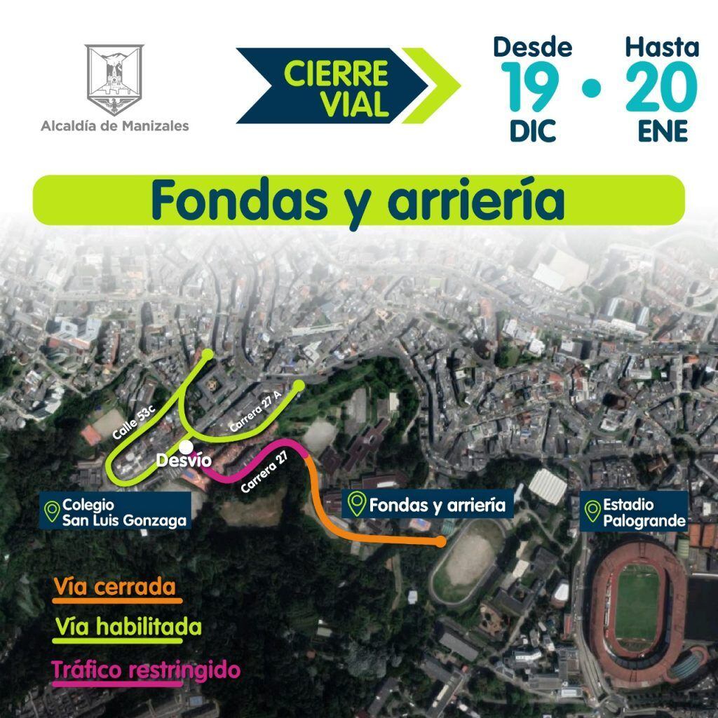 La zona afectada es desde la carrera 27A con calle 54, detrás del colegio INEM, hasta la esquina de la Normal Superior de Manizales.
