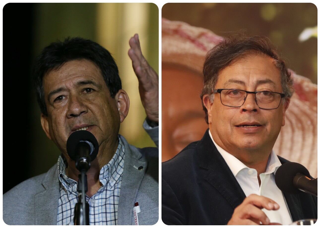 El expresidente de la CUT, Diógenes Orjuela, y el presidente de la República, Gustavo Petro.