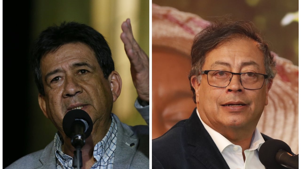 El expresidente de la CUT, Diógenes Orjuela, y el presidente de la República, Gustavo Petro.
