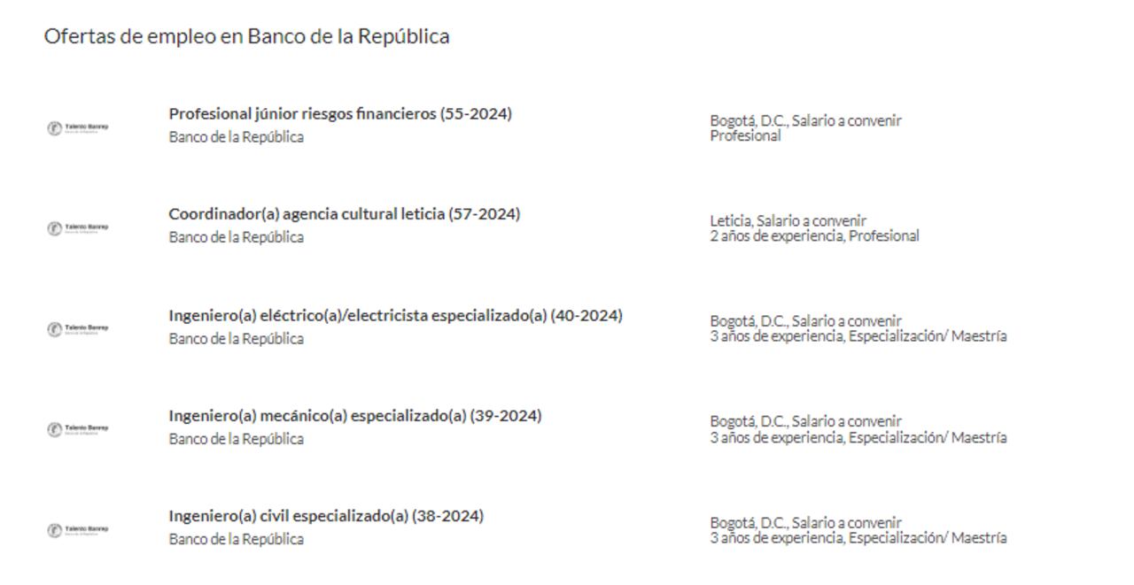 Las ofertas de empleo del Banco de la República en Semana.com/empleos