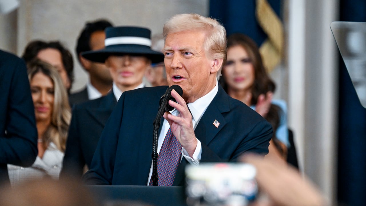 Donald Trump durante el discurso de posesión para su segundo periodo presidencia. Kenny Holston/The New York Times via AP, Pool.
