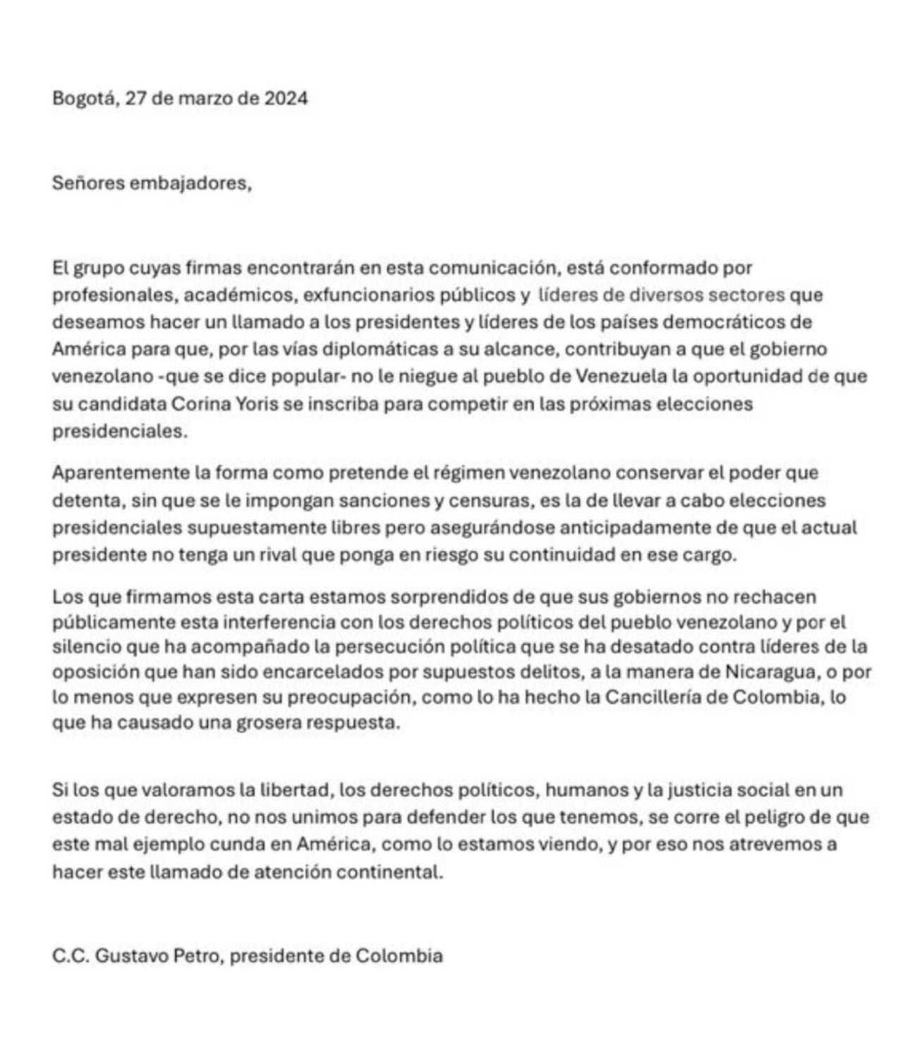 Esta es la carta de 80 académicos sobre las elecciones en Venezuela.