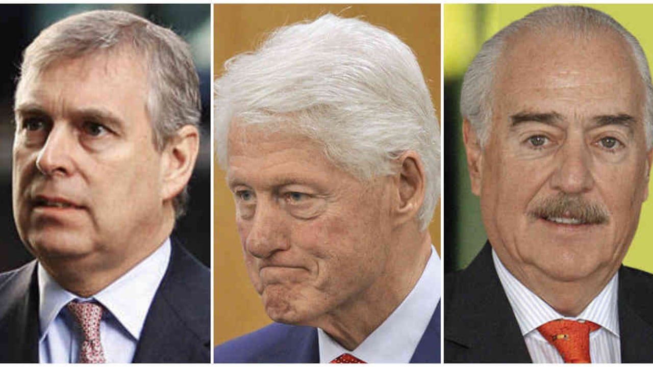 El príncipe Andrés, hijo de la reina de la Isabel; Bill Clinton, expresidente de Estados Unidos, y Andrés Pastrana, expresidente de Colombia. Sus nombres aparecieron en el caso Epstein.