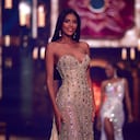 Miss Colombia, Valeria Ayos, presents herself during the evening gown competition of the 70th Miss Universe beauty pageant in Israel's southern Red Sea coastal city of Eilat on December 13, 2021. (Photo by Menahem KAHANA / AFP)