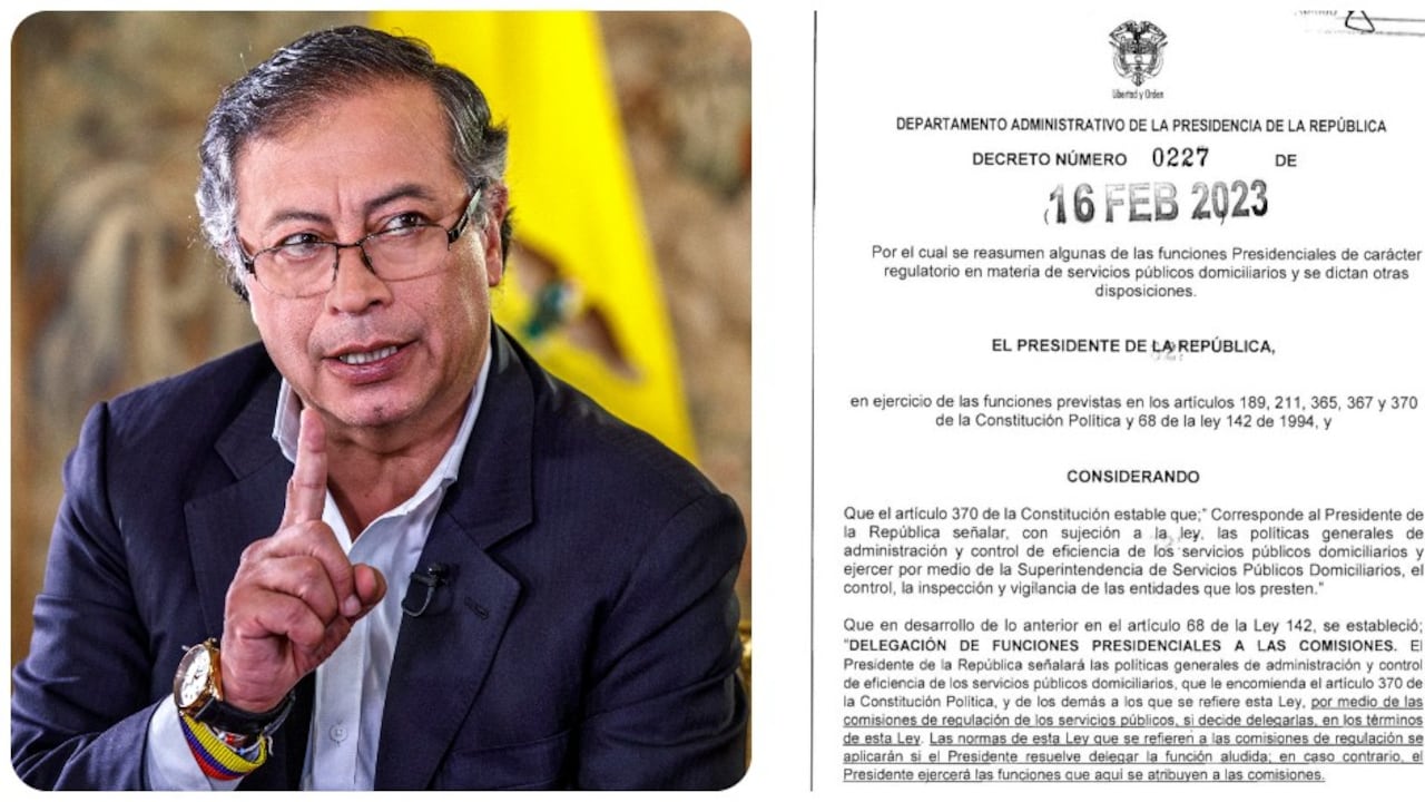 El presidente Gustavo Petro y el decreto que le permite regular los precios de los servicios públicos.