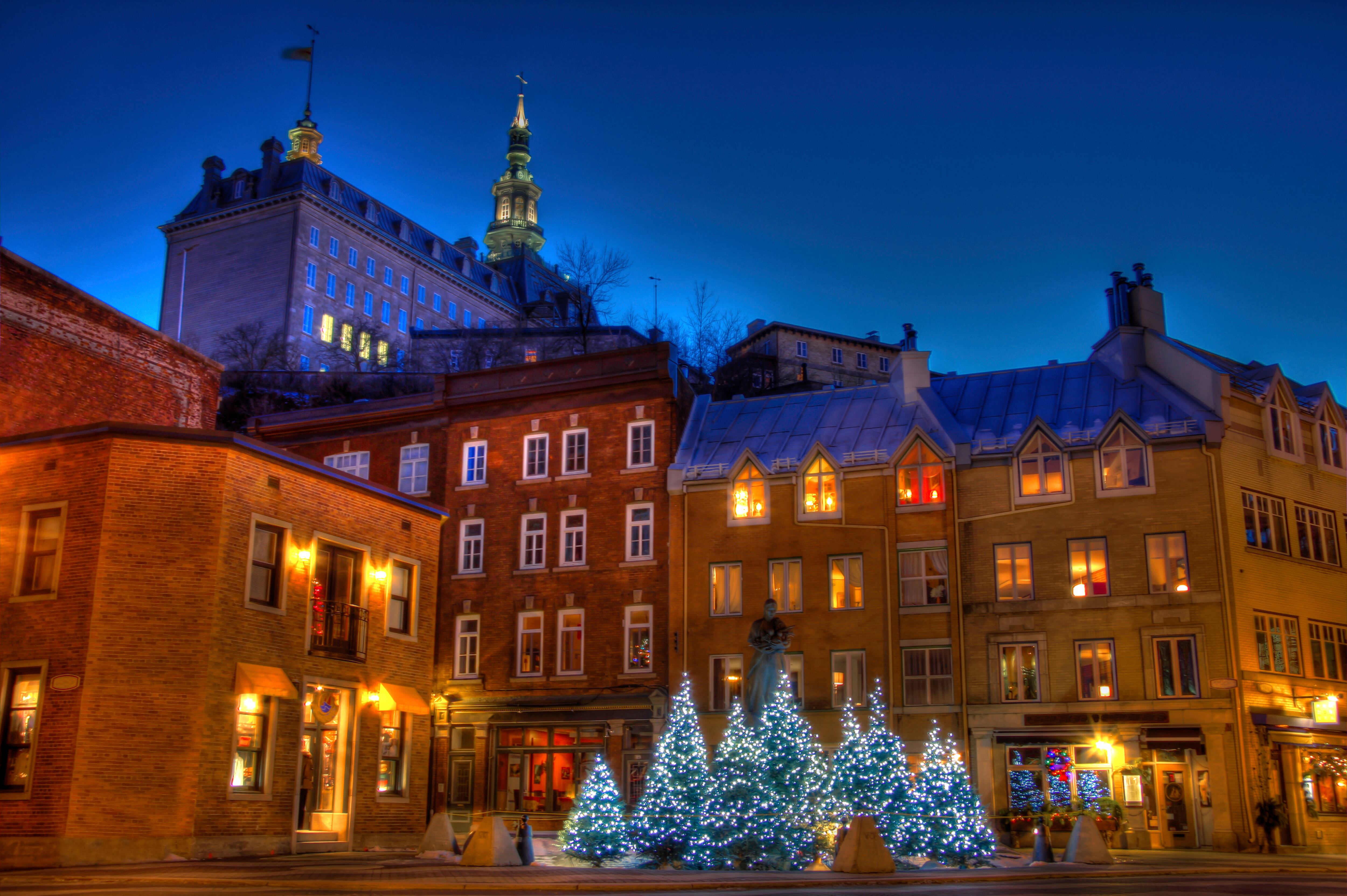 Ciudad vieja de Quebec en Navidad