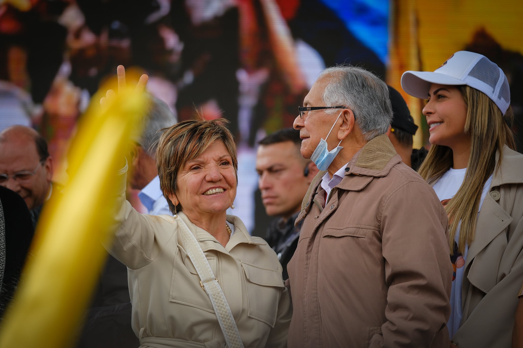Integrantes del equipo de gobierno del presidente, Gustavo Petro, reunidos  el 3 de febrero de 2026 en la Plaza de Bolívar, en Bogotá, mientras su jefe visitaba en Washington a Donald Trump, mandatario de los estadounidenses