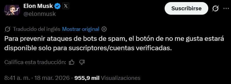 Elon Musk explicó que la herramienta se implementa de manera progresiva y está disponible solo para ciertos usuarios de X.