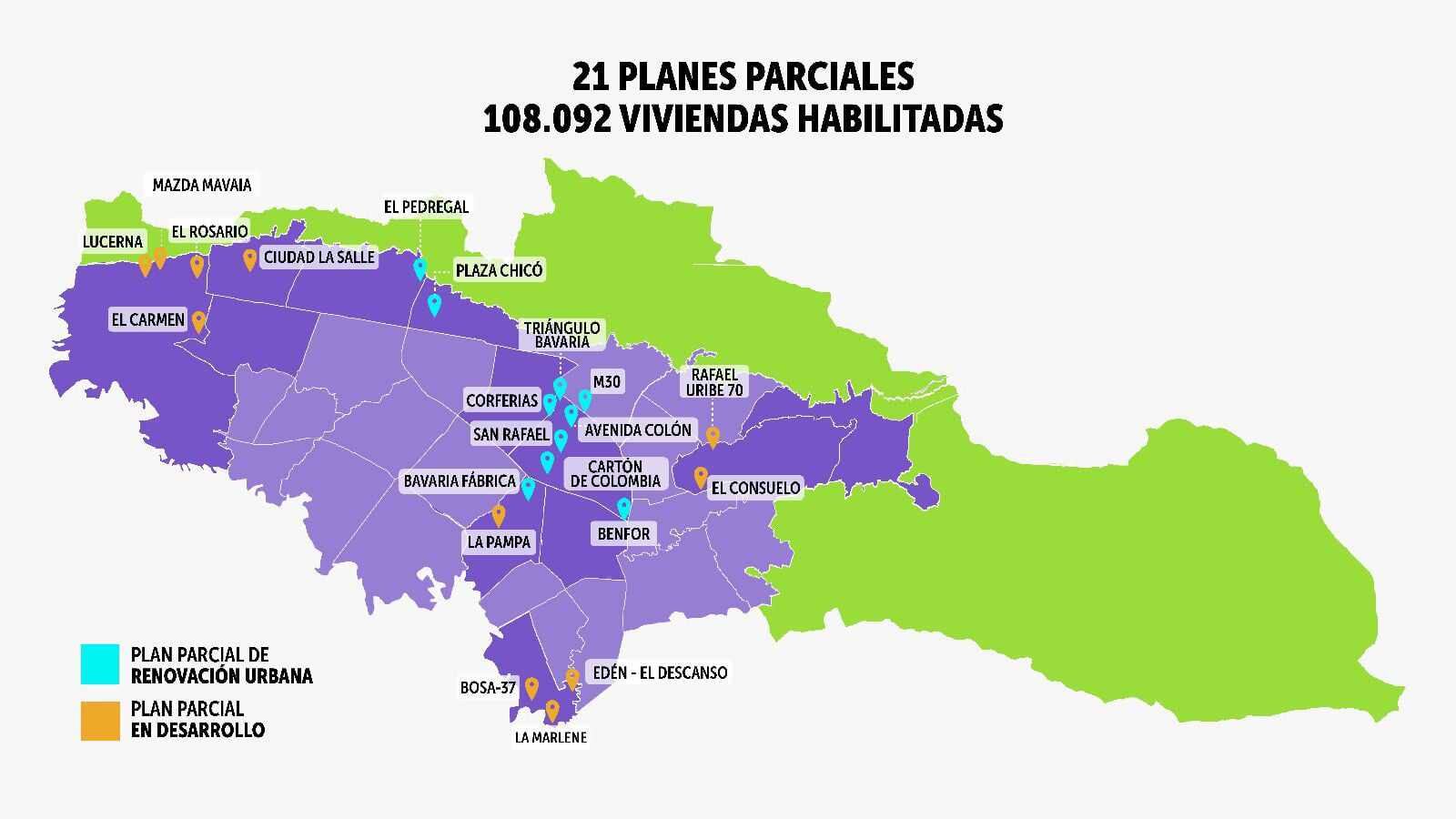 Estos son los 21 planes parciales de Bogotá adoptados en esta administración de la alcaldesa Claudia López.