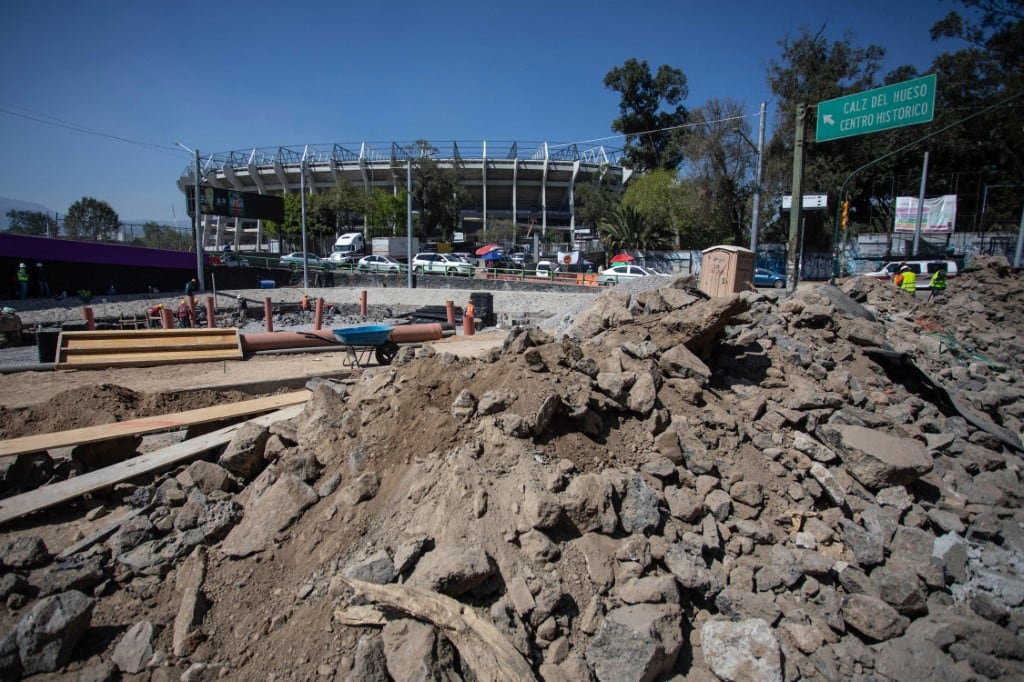 Los trabajos de renovación en el Estadio Azteca, recientemente rebautizado como Estadio Banorte, antes de la Copa Mundial de la FIFA 2026, en Ciudad de México, México, el 13 de febrero de 2026