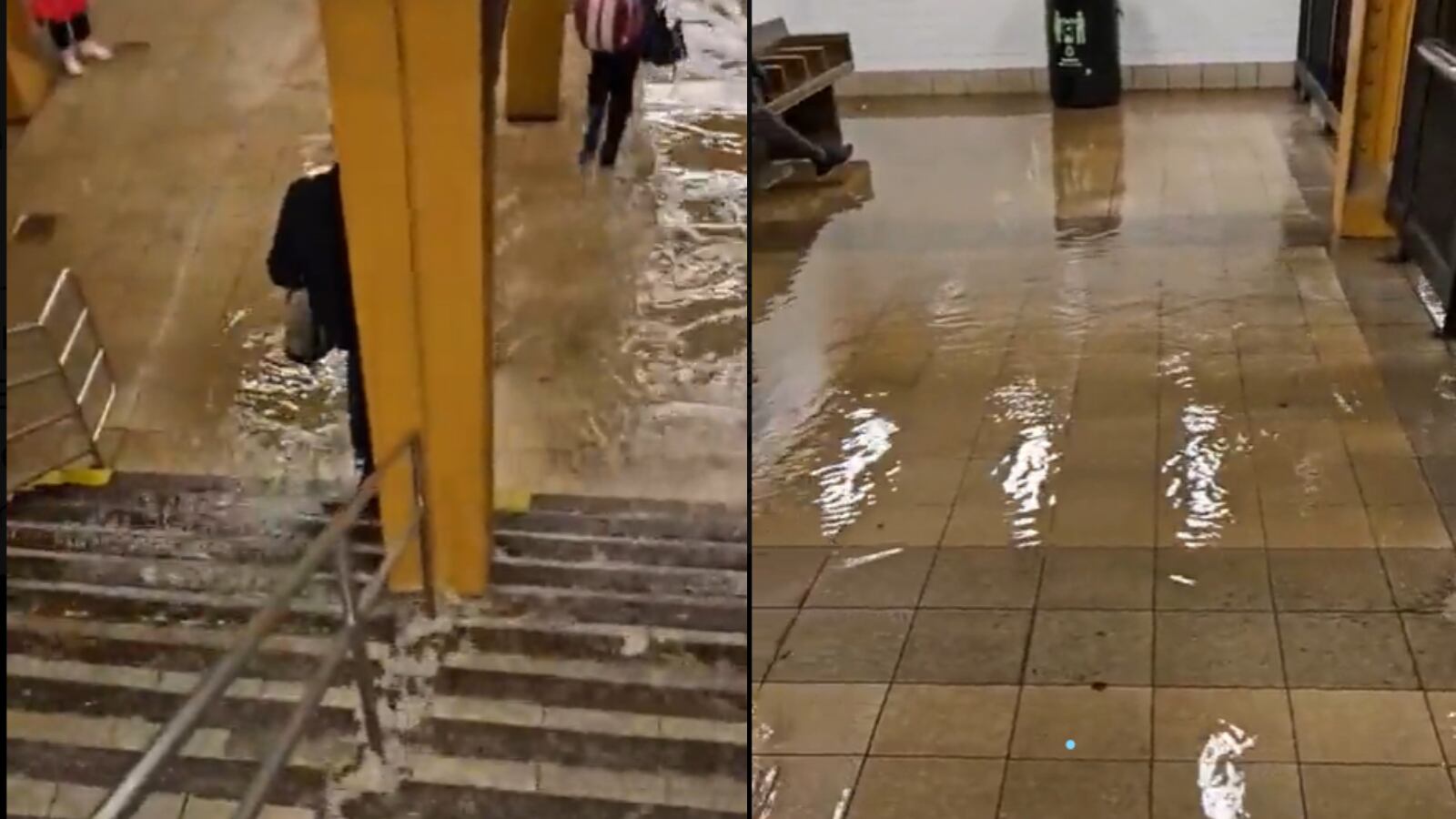 Imágenes muestran el estado de las estaciones del metro en varios puntos de la ciudad a causa de las fuertes lluvias