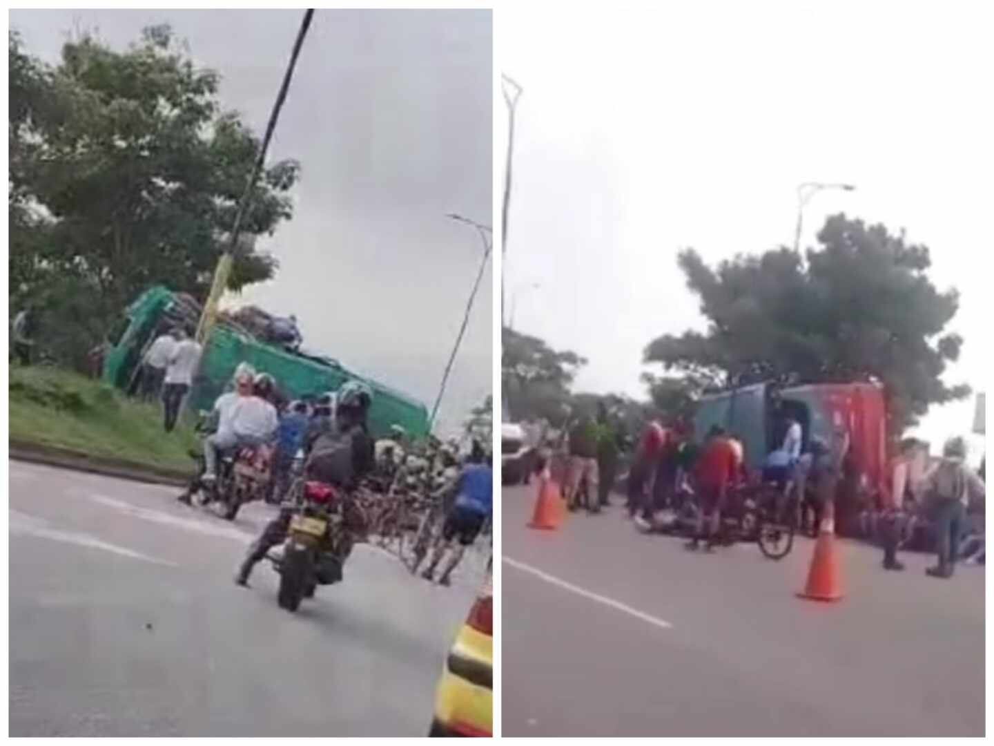 El bus quedó sobre el separador.