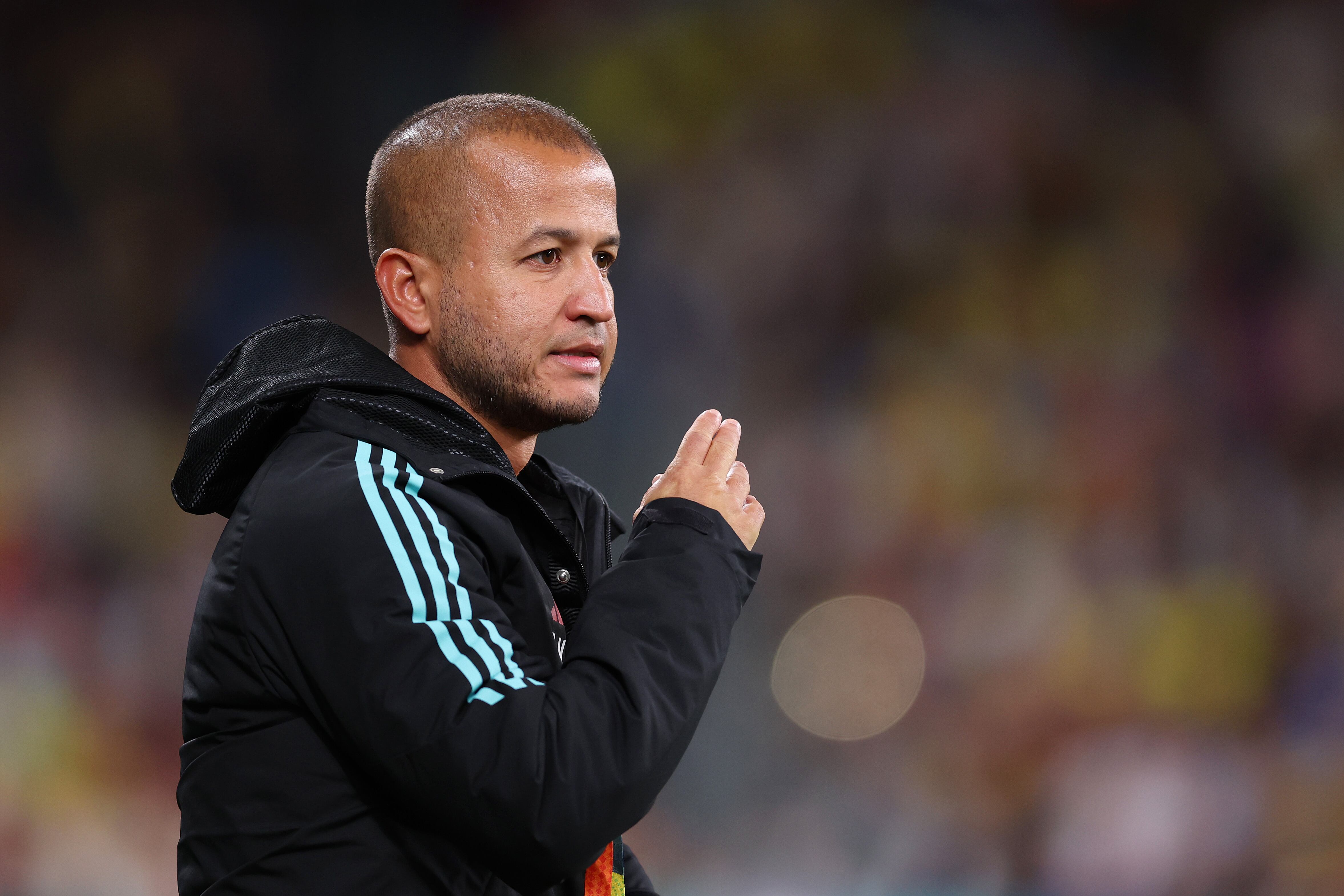 SYDNEY, AUSTRALIA - JULY 30: Angelo Marsiglia, Assistant Coach of Colombia, reacts during the FIFA Women's World Cup Australia & New Zealand 2023 Group H match between Germany and Colombia at Sydney Football Stadium on July 30, 2023 in Sydney / Gadigal, Australia. (Photo by Matt King - FIFA/FIFA via Getty Images)