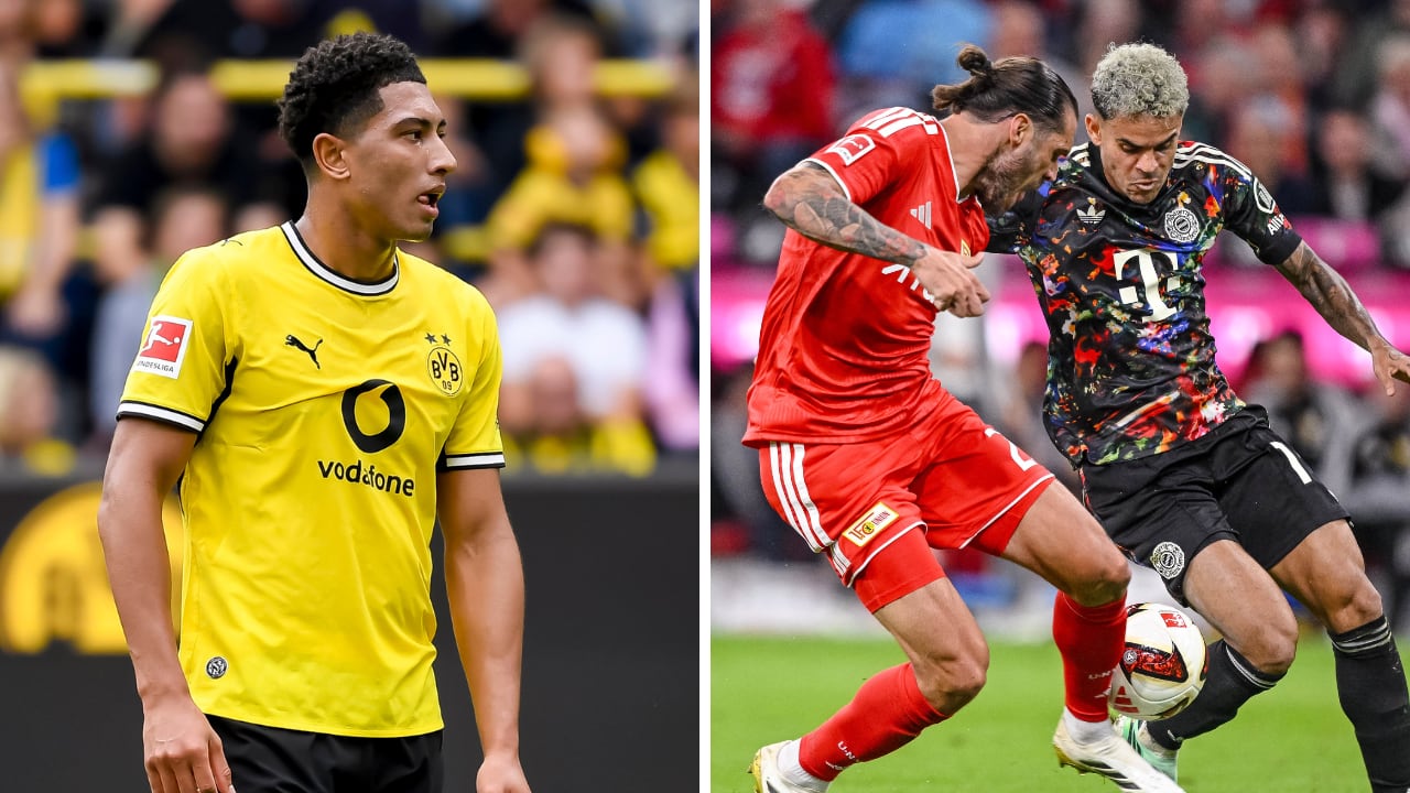 Tabla de posiciones en Bundesliga, tras la goleada de Bayern Múnich al Unión Berlín (der.).