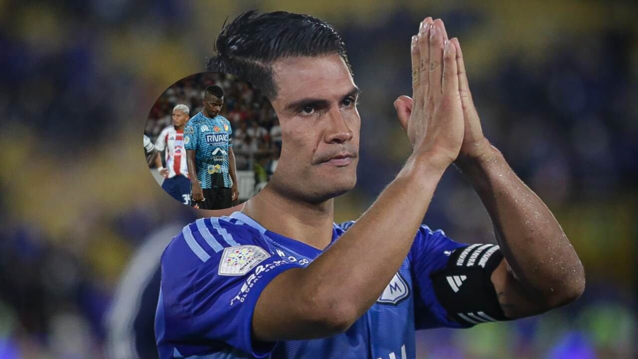 Mackalister Silva pide disculpas a la hinchada de Millonarios tras el empate ante Once Caldas / Carlos Darwin Quintero se alista para cobrar un penalti contra el Junior.