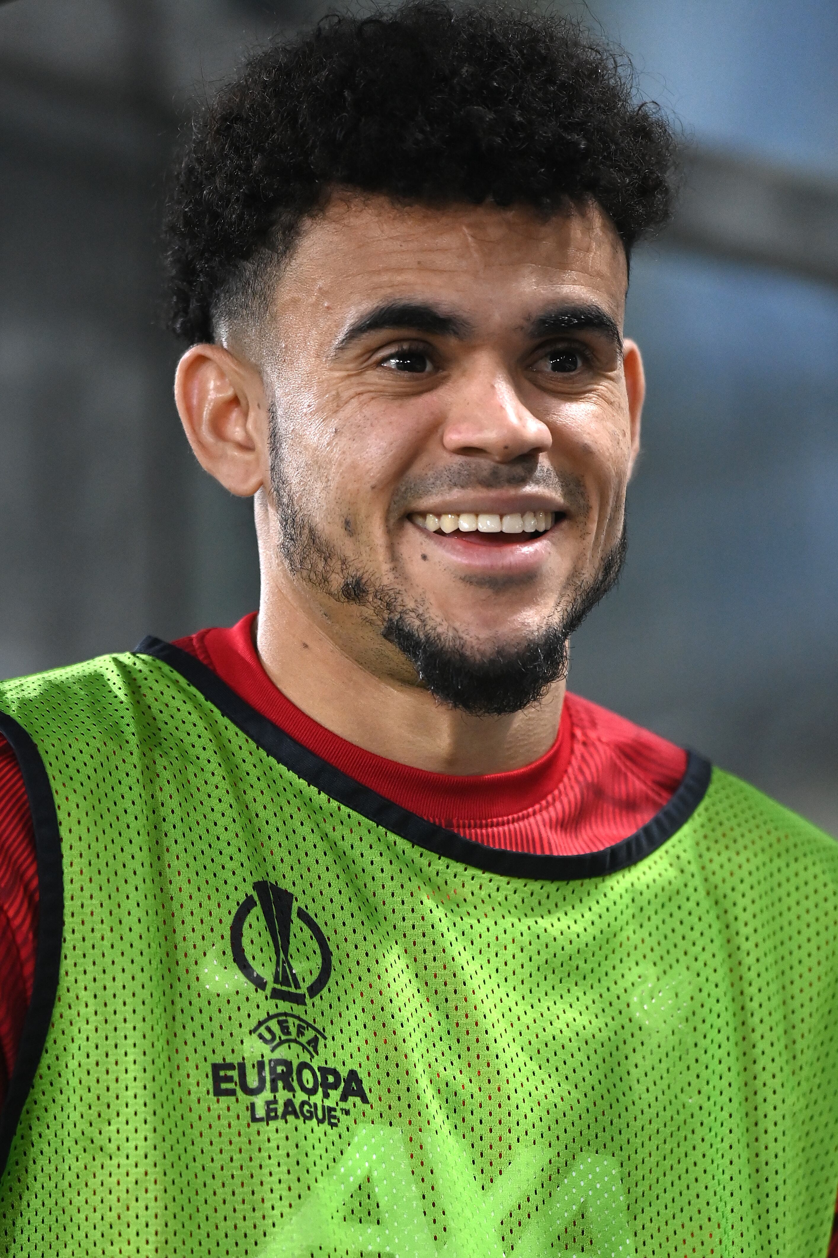 BRUSSELS, BELGIUM - DECEMBER 14:  Luis Diaz of Liverpool looks on prior to the UEFA Europa League Group E match between R.Union Saint-Gilloise and Liverpool at Lotto Park on December 14, 2023 in Brussels, Belgium. (Photo by Fantasista/Getty Images)