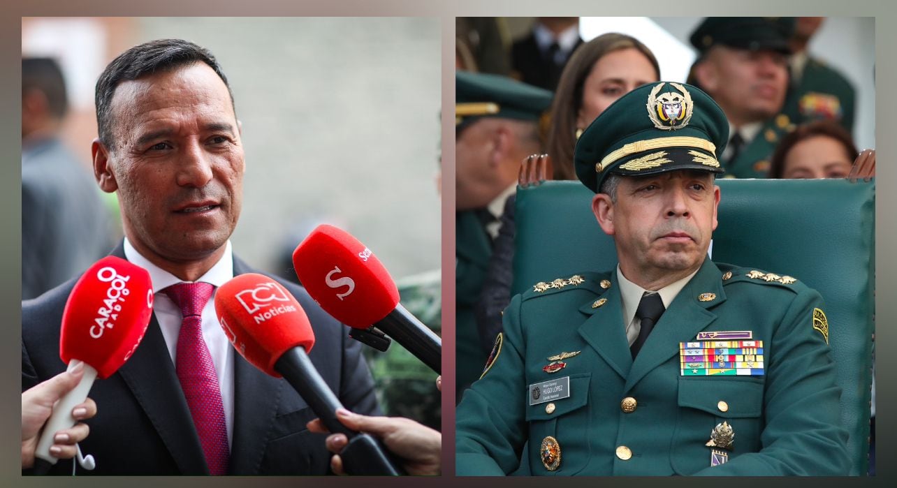 En la foto el ministro de Defensa, Pedro Sánchez, y el comandante de las Fuerzas Militares, el general Hugo López.