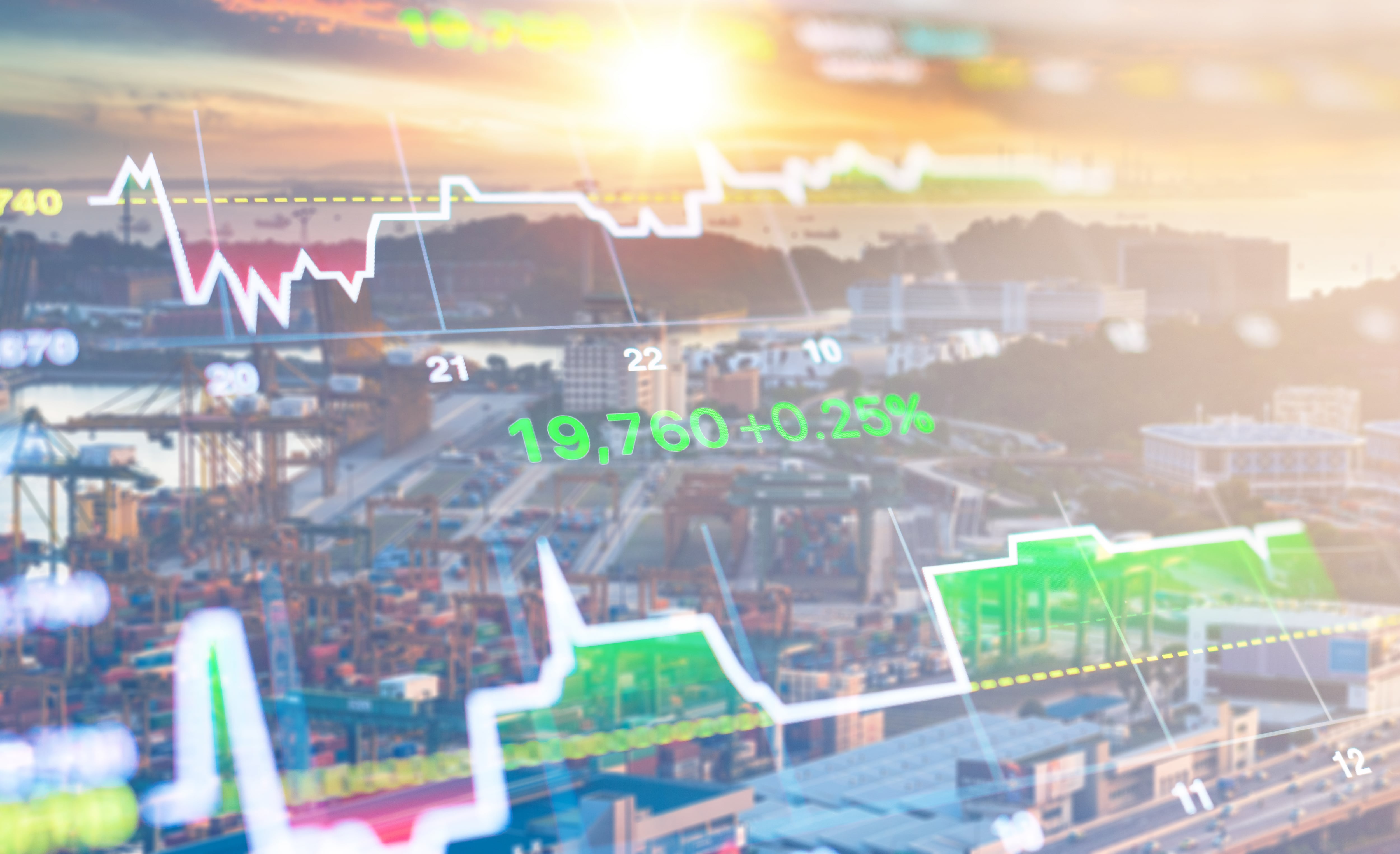 Panoramic view urban cityscape singapore with investment theme background