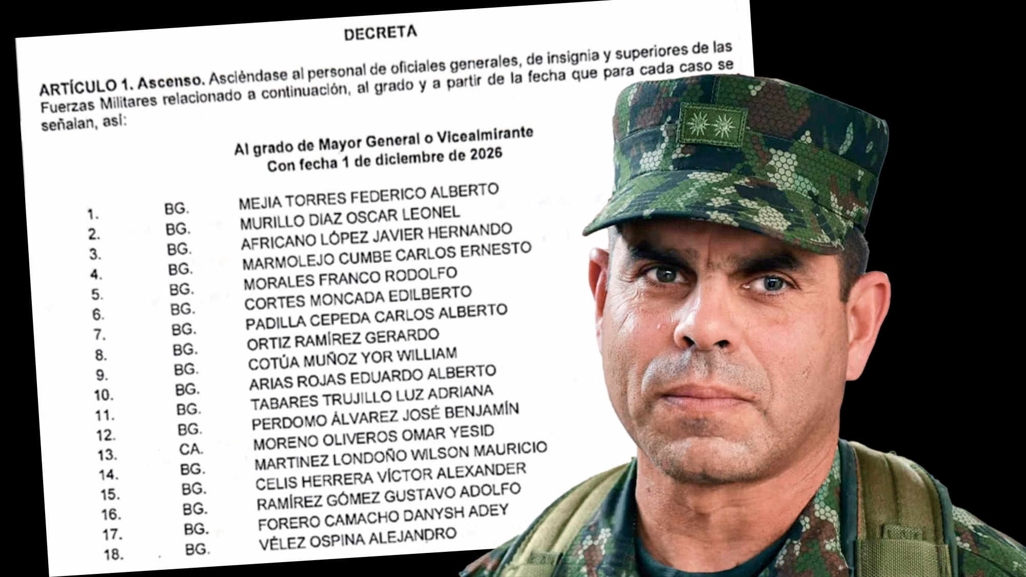 general Federico Mejía a mayor general