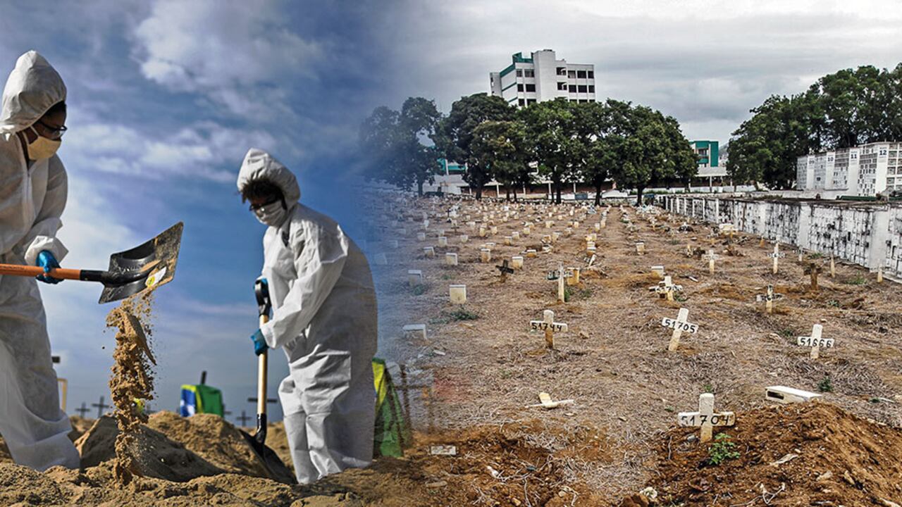 La imagen de las tumbas improvisadas en Río de Janeiro, Brasil, da una dimensión del problema. El país es el segundo con más muertes covid totales después de Estados Unidos. Ya supera las 143.000.