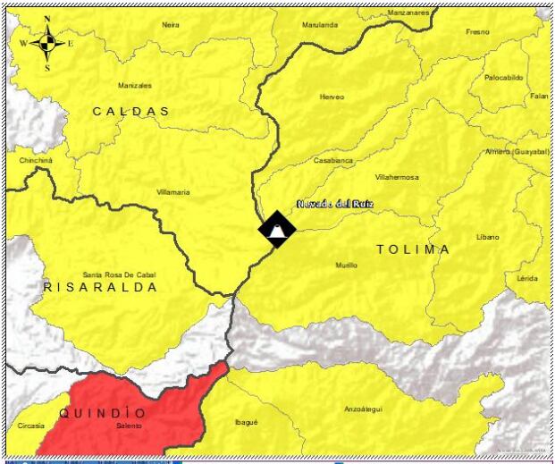 En la zona de amenaza por lahares se tiene alerta naranja en la cuenca del río Lagunilla