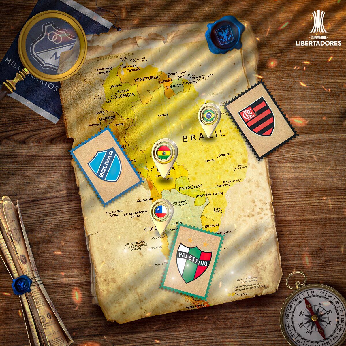 Millonarios quedó en el grupo E de la Copa Libertadores junto a Flamengo (Brasil), Bolívar (Bolivia) y Palestino (Chile).