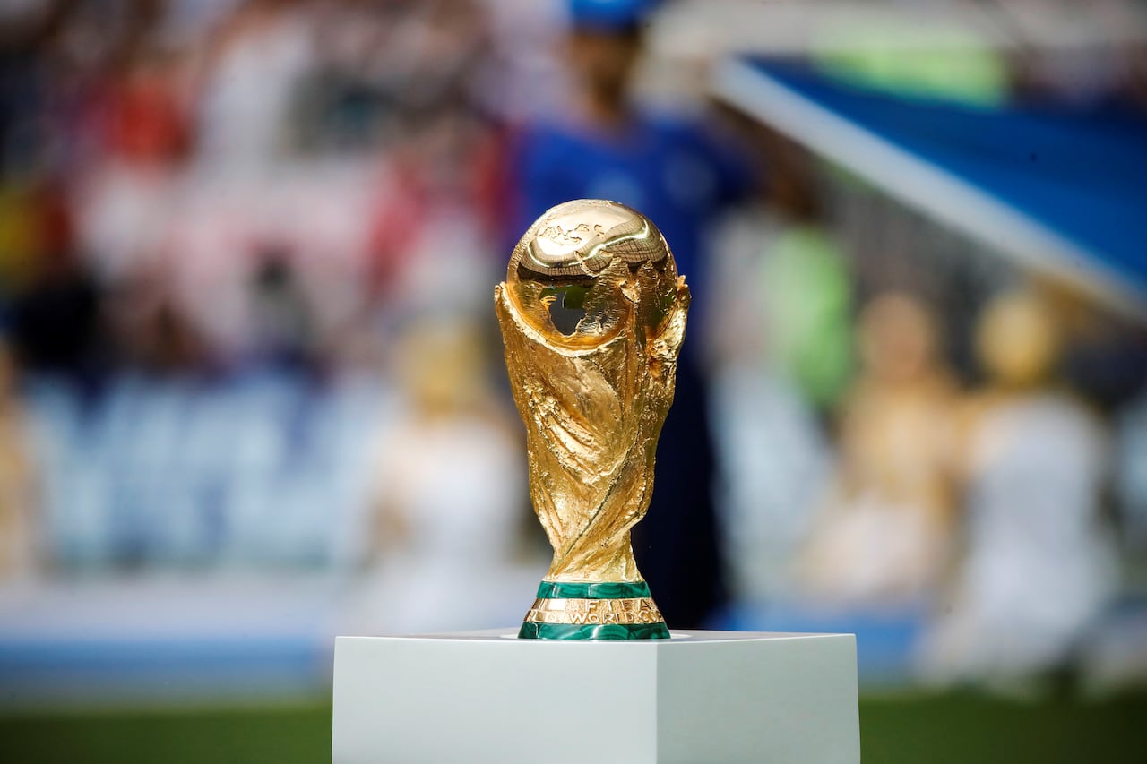 MOSCOW, RUSSIA - JULY 15: FIFA World Cup trophy is seen ahead of the 2018 FIFA World Cup Russia final match between France and Croatia at the Luzhniki Stadium in Moscow, Russia on July 15, 2018. (Photo by Sebnem Coskun/Anadolu Agency/Getty Images)