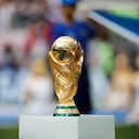 MOSCOW, RUSSIA - JULY 15: FIFA World Cup trophy is seen ahead of the 2018 FIFA World Cup Russia final match between France and Croatia at the Luzhniki Stadium in Moscow, Russia on July 15, 2018. (Photo by Sebnem Coskun/Anadolu Agency/Getty Images)