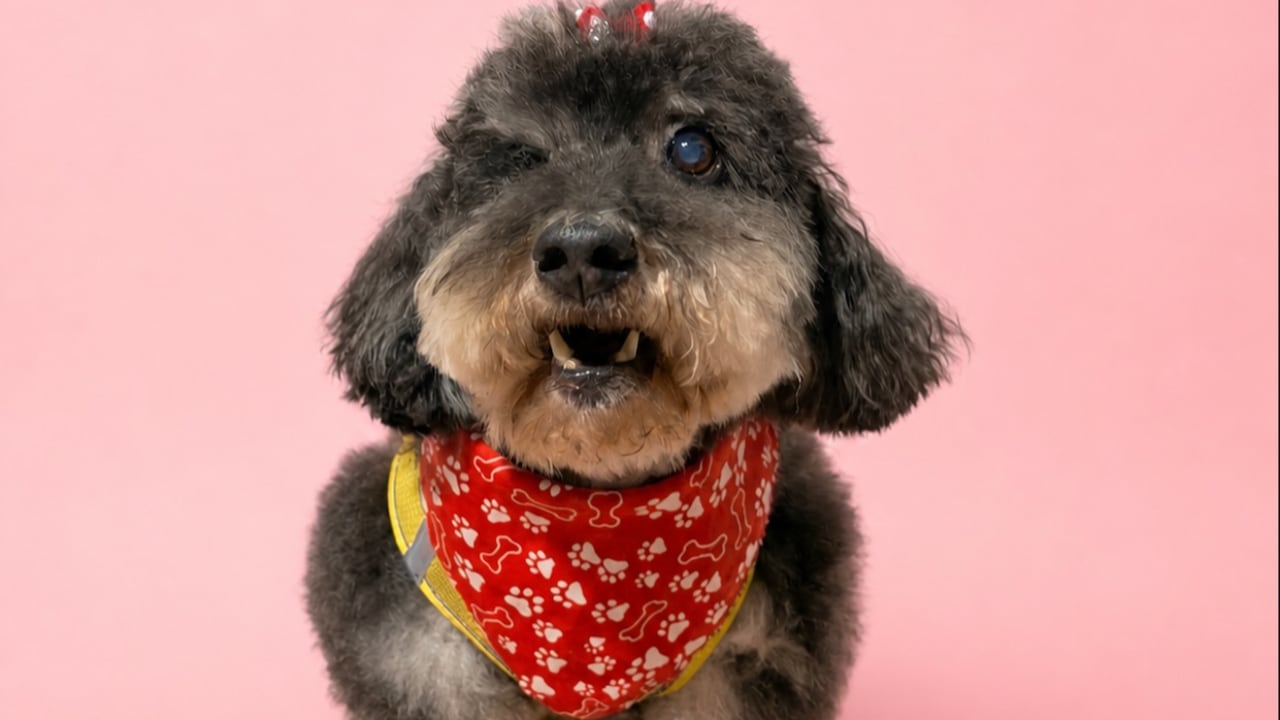 Abby, la perrita que perdió un ojo y ahora espera un hogar definitivo.