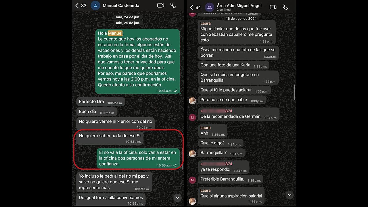 Chats en contra de Miguel Ángel del Río. 