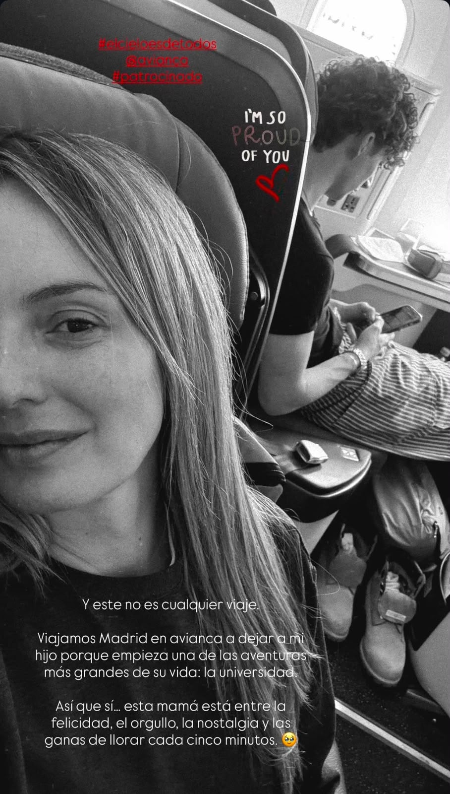 Claudia Bahamón acompañó a su hijo a Madrid, España.