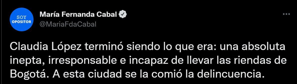 María Fernanda Cabal Seguridad Bogotá