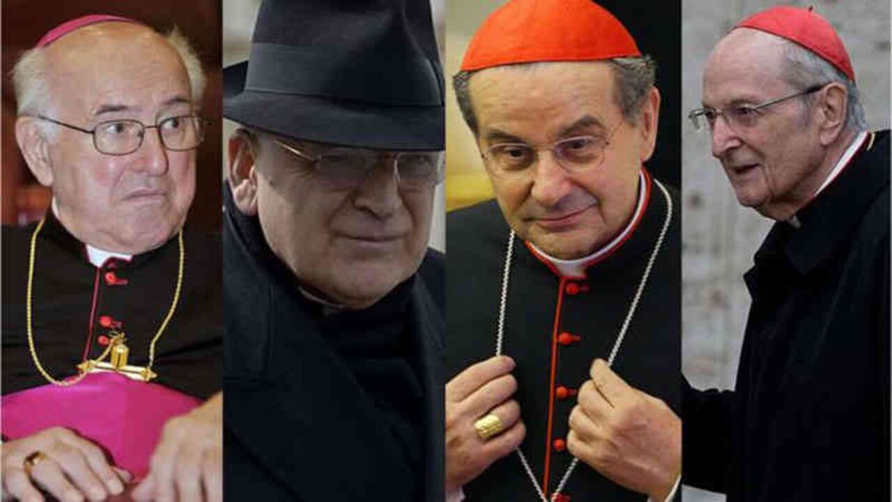 Los cardenales que firmaron la carta y la hicieron pública, en una maniobra sin precedentes en el Vaticano: Walter Brandmüller, Raymond Burke, Carlo Caffarra y Joachim Meisner.