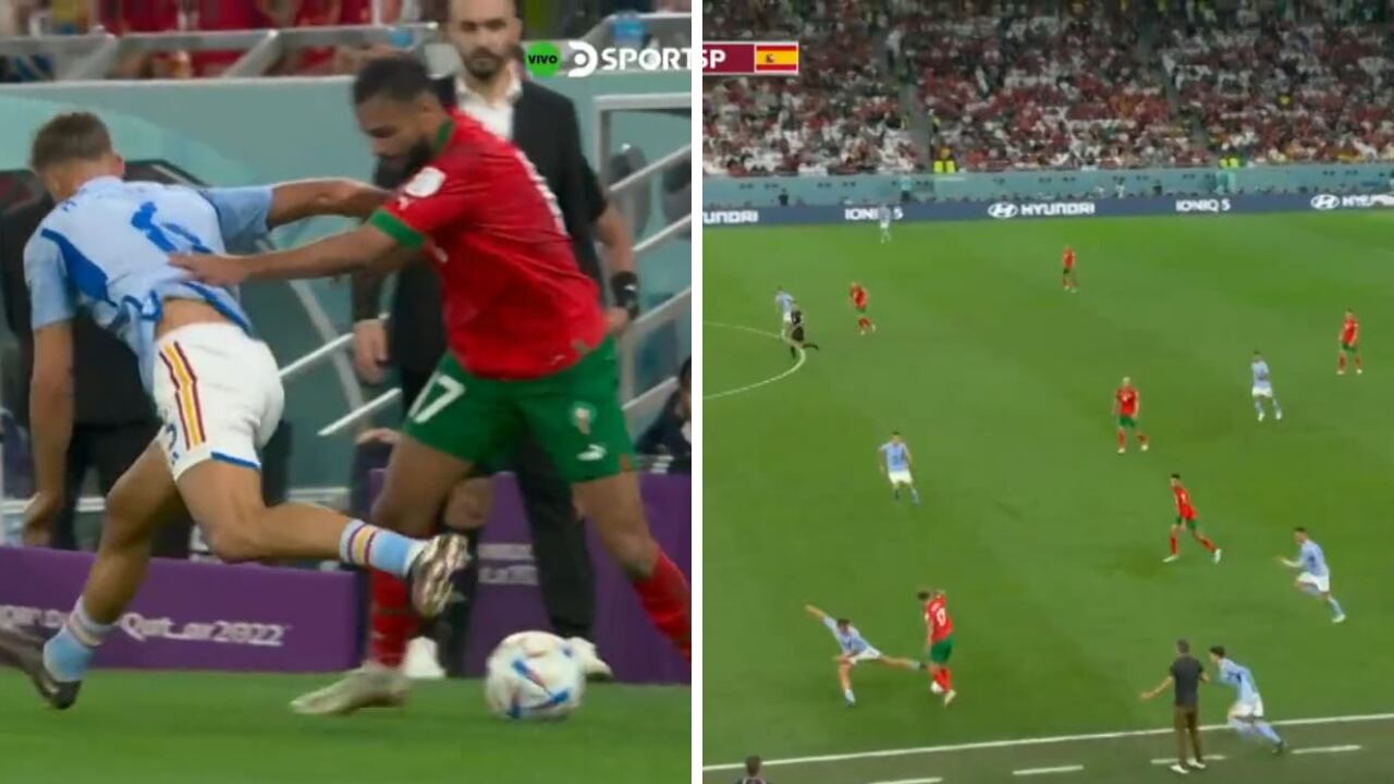 Sofiane Boufal en dos oportunidades dejó en ridículo a los jugadores de España en Qatar 2022.