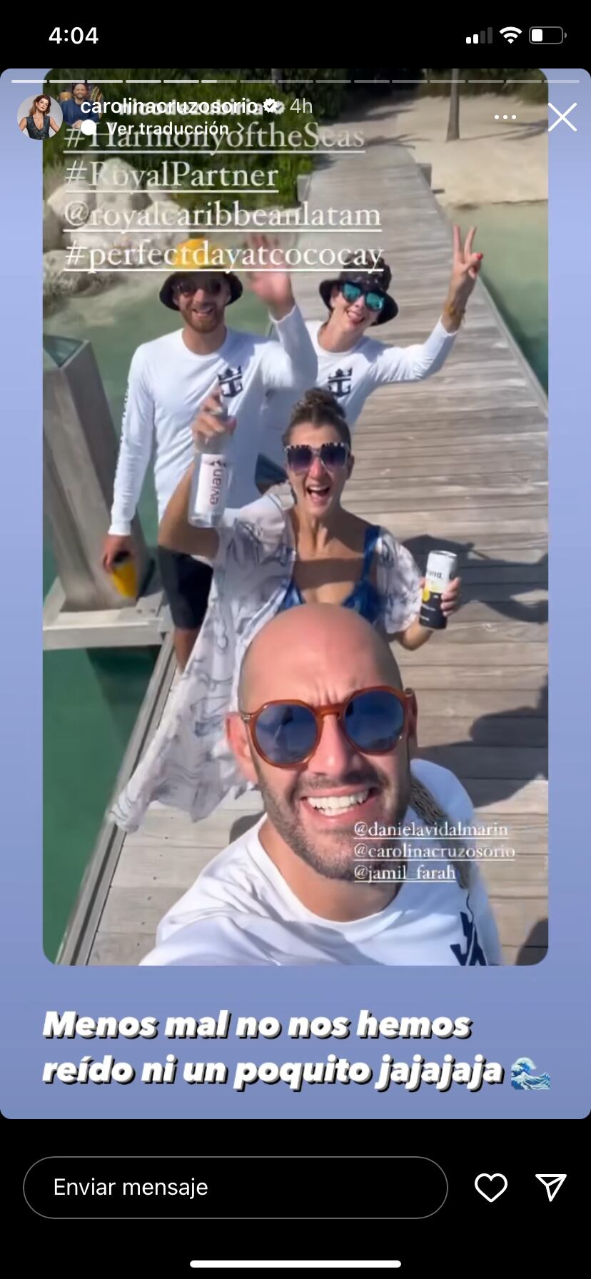 Carolina Cruz y Nicolás de Zubiría están viajando juntos con sus parejas