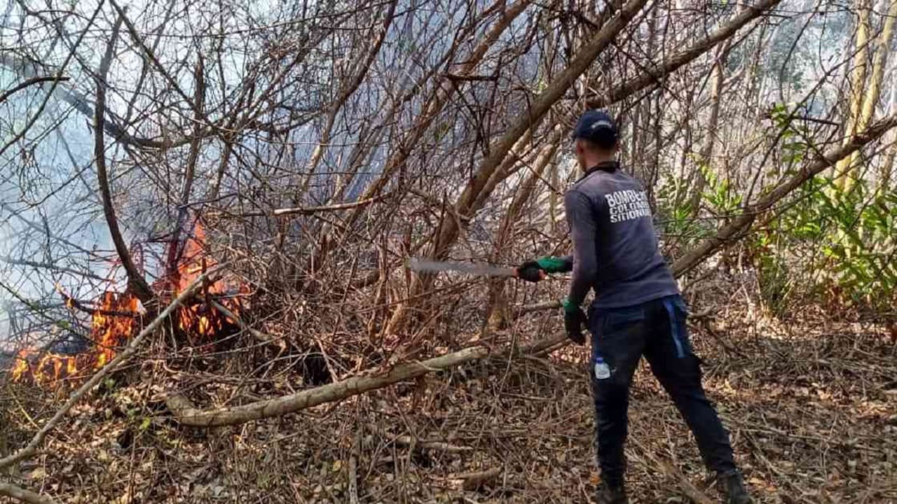 Las llamas iniciaron el pasado viernes en la noche. Foto: Bomberos de Sitionuevo