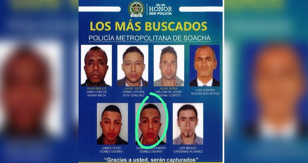 Cartel de los más buscados en Soacha