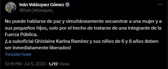 Trino Iván Velásquez sobre el hecho.