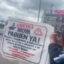Protesta contra Wom en Bogotá, por falta de pago a proveedores.