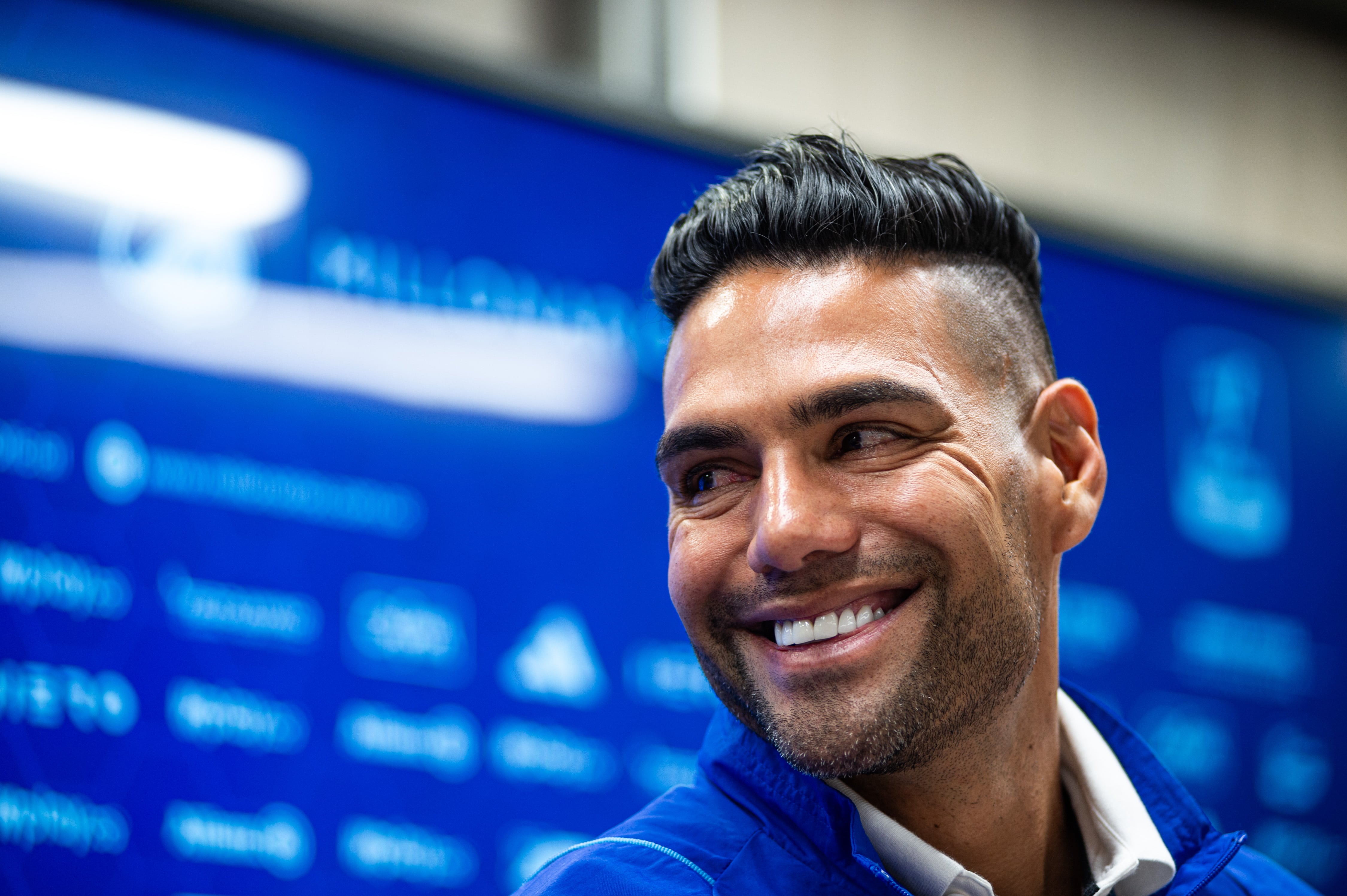 Colombian football player Radamel Falcao Garcia gives a press conference to the press prior to his welcoming to Millonarios F.C. during an event in El Campin stadium in Bogota, Colombia, July 16, 2024. (Photo by: Sebastian Barros/Long Visual Press/Universal Images Group via Getty Images)