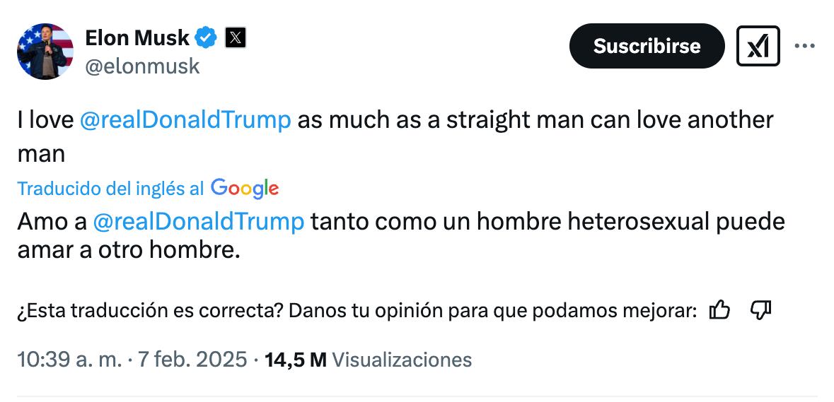 Publicación de Elon Musk