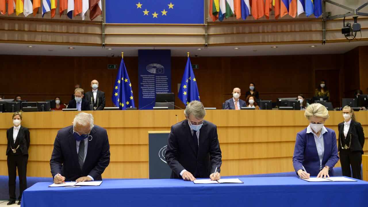 Conferencia para el Futuro de Europa en Bruselas. (Johanna Geron, Pool Photo via AP)