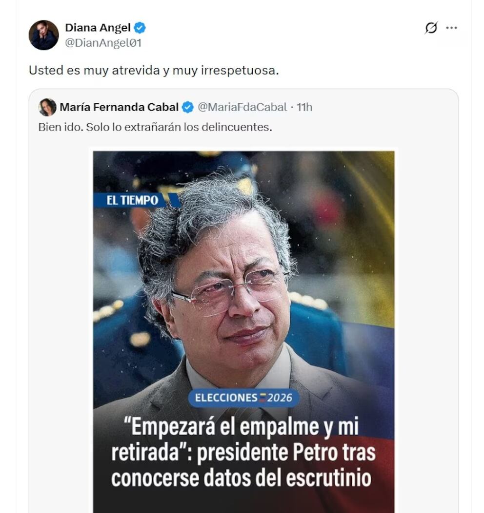 Diana Ángel reaccionó defendiendo su postura política y calificó los comentarios de la exsenadora