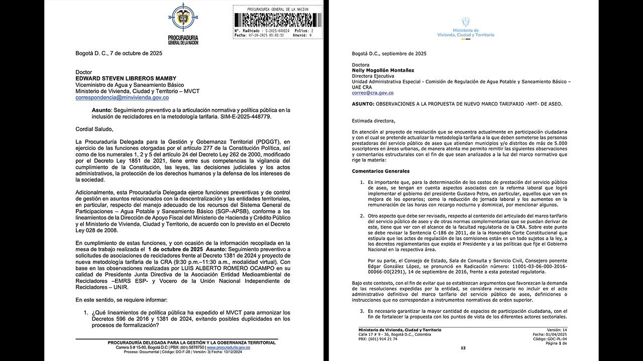 Estas cartas alertan de fallas en la resolución y piden acción de los entes de control. 